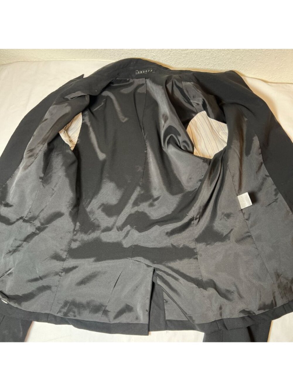 Theory Wool Stretch Blazer Single Button Black Fitted Structured Jacket Size 6 - Picture 7 of 12